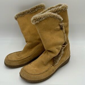MIA Women's Brown Faux Fur Lined Leather Tundra Snow Boots Size 7